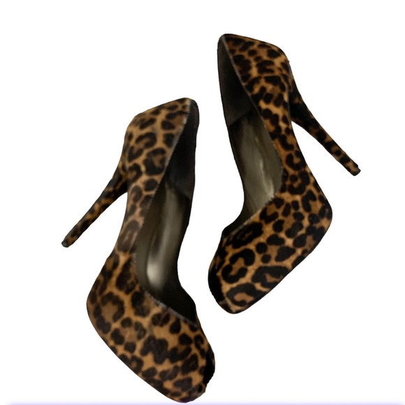 Stuart Weitzman Pony Hair Leopard Animal Print Open Toe Stiletto Heels 8.5 - Picture 4 of 12